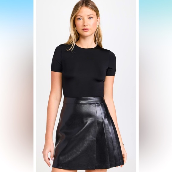 alice + olivia Women's Chara Vegan Leather Pleated Mini Dress